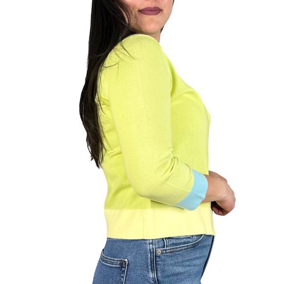 Liz Claiborne Bright Green & Blue Knit Cardigan - Picture 2 of 8